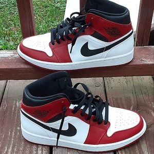 Jordan's, size 9.5 men's, red, black, & white